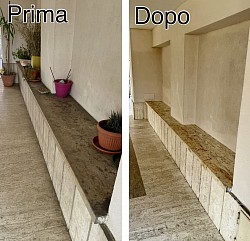 Pulizia di fondo davanzali in marmo