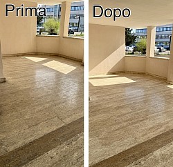 Pulizia di fondo pavimentazione in marmo